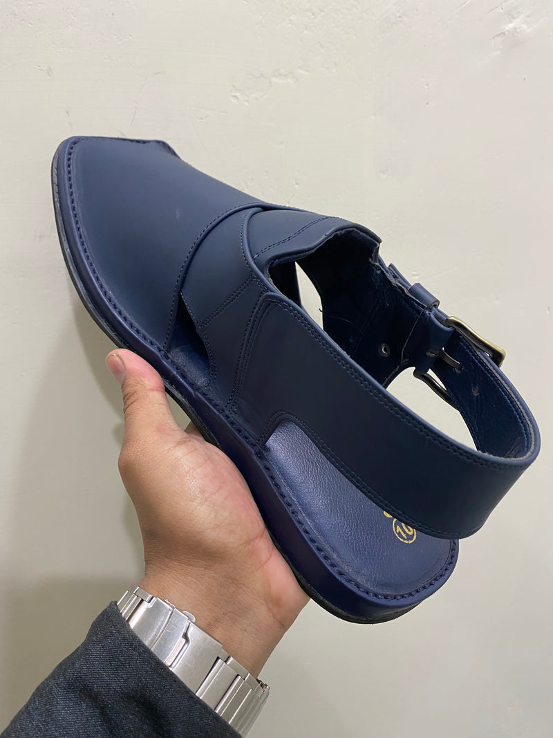 Box Toe Kaptaan Chappal (Blue)