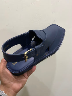 Box Toe Kaptaan Chappal (Blue)