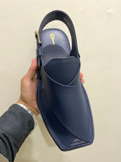 Box Toe Kaptaan Chappal (Blue)