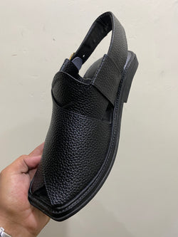 Soft Grain Kaptaan Chappal (Black)