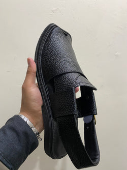 Soft Grain Kaptaan Chappal (Black)